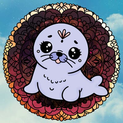 a cute baby seal mandala