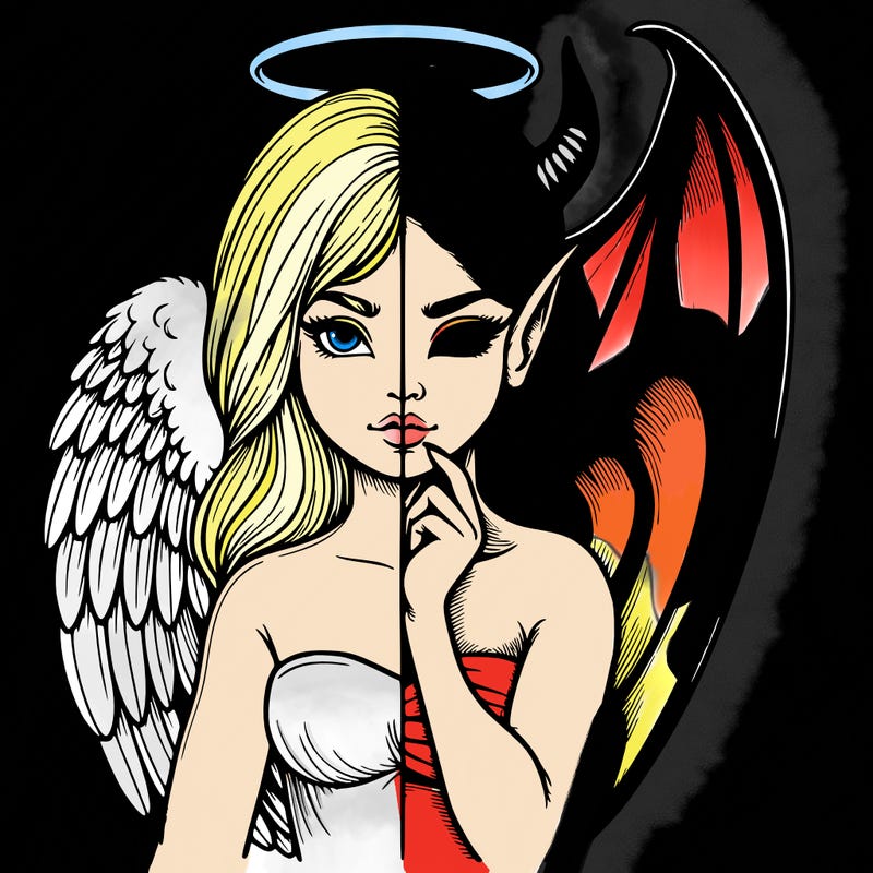 realistic angel half demon