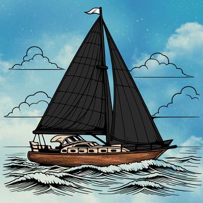 a sailboat sailing in the ocean, realistic style