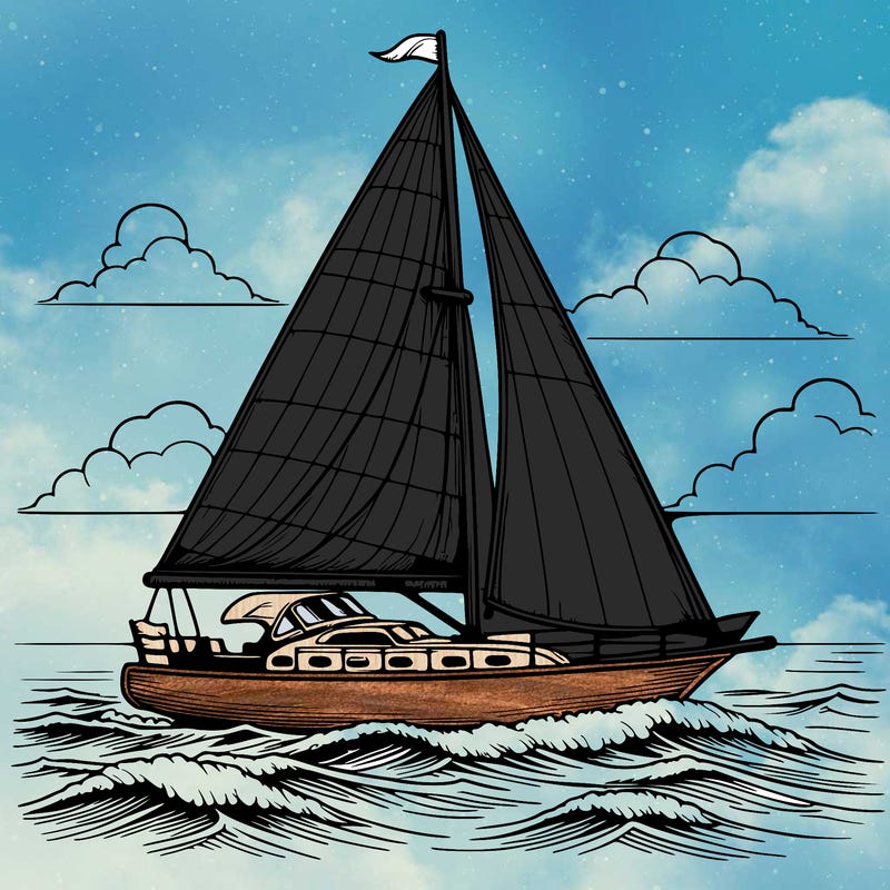 a sailboat sailing in the ocean, realistic style