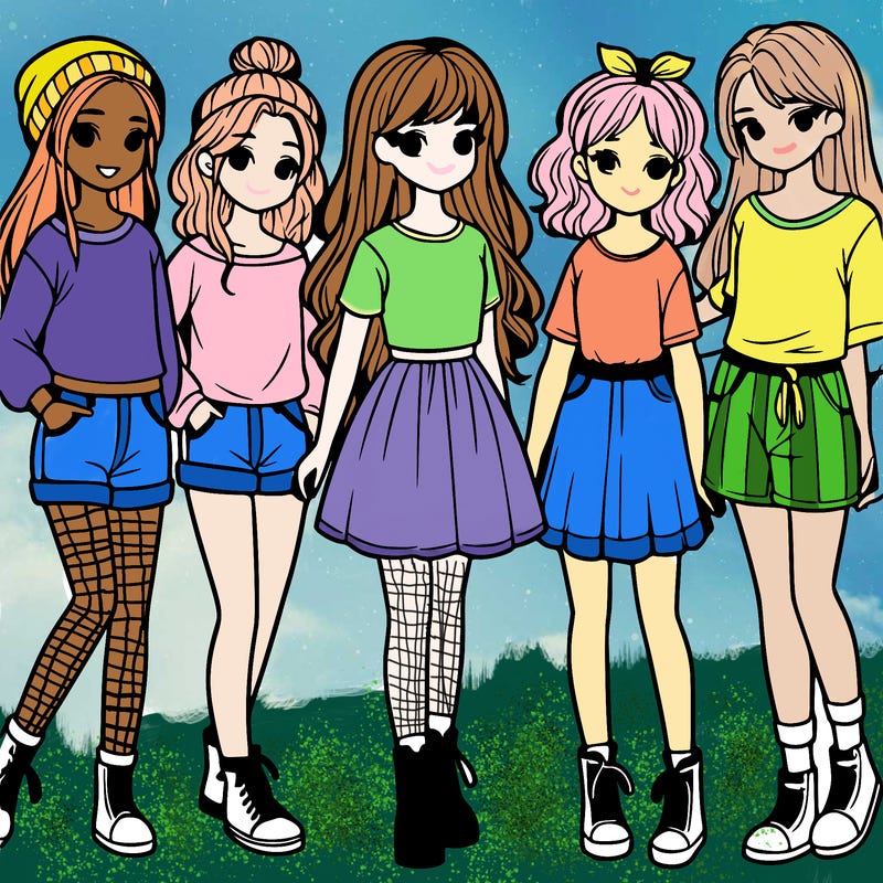 a group of five girls