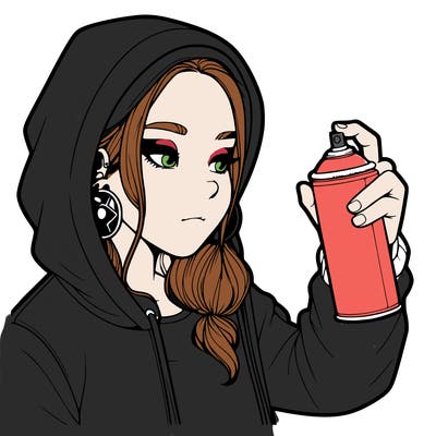 a realistic girl, spray painting