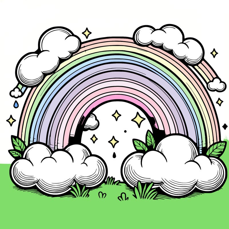 realistic rainbow and clouds