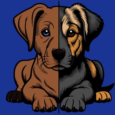 realistic dog split picture