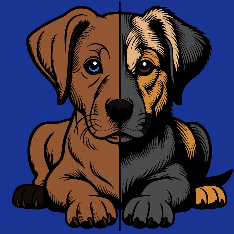 realistic dog split picture