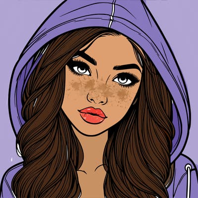 realistic beautiful girl with a hood on