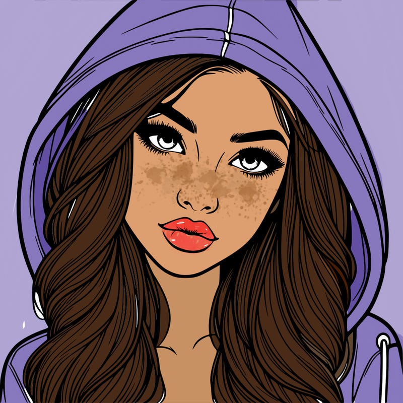 realistic beautiful girl with a hood on