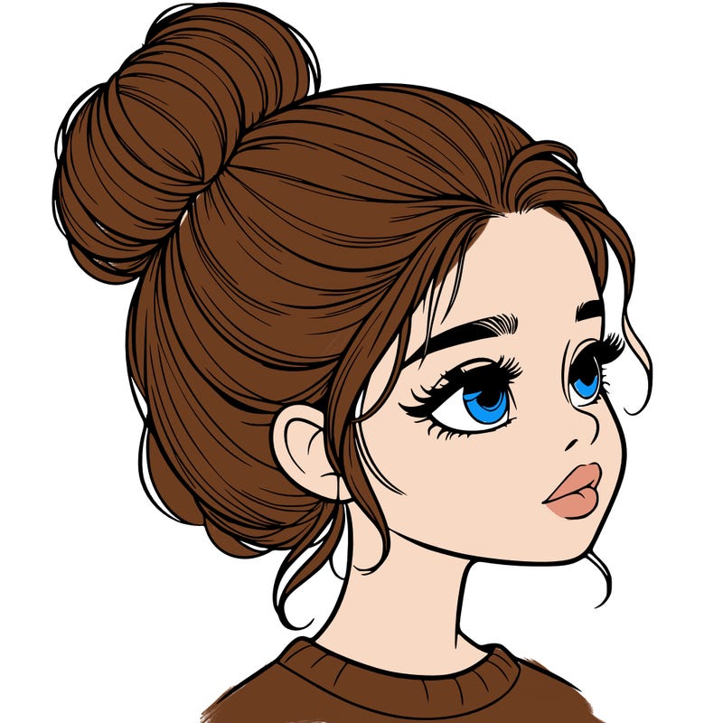 realistic girl with bun
