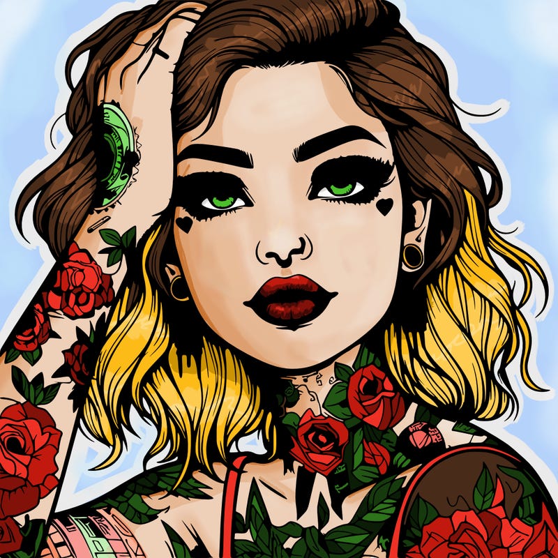 realistic girl with tattoos all over