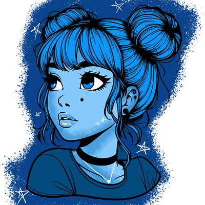 realistic girl with spacebuns