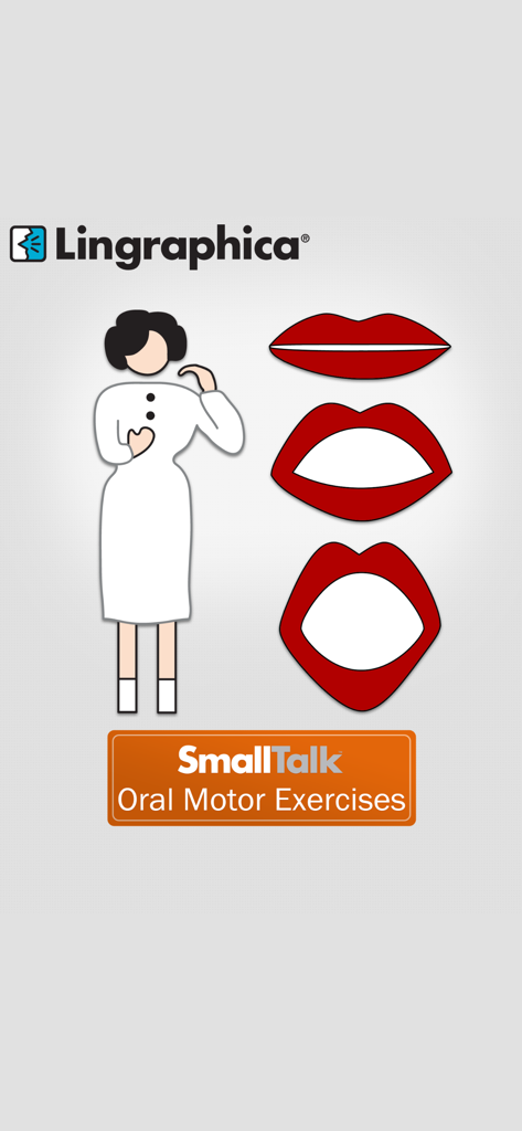 SmallTalk Oral Motor Exercises - SmallTalk Oral Motor Exercises app splash screen featuring oral movement illustrations and Lingraphica branding