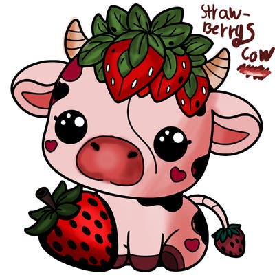 cute strawberry cow