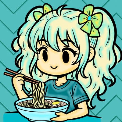 a girl eating ramen