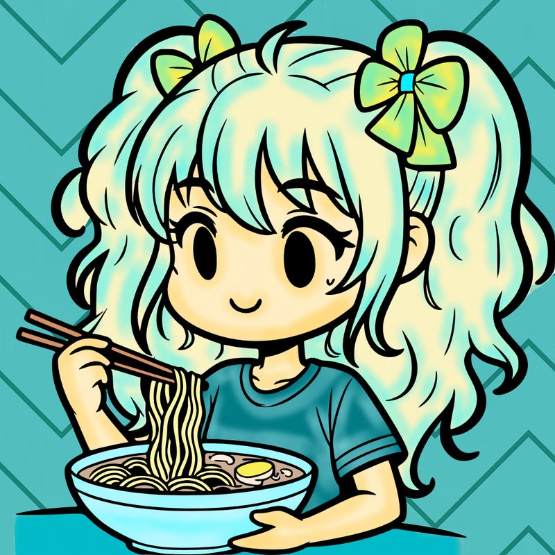 a girl eating ramen