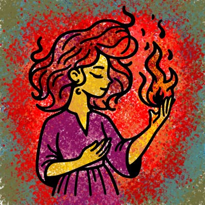 woman with fire