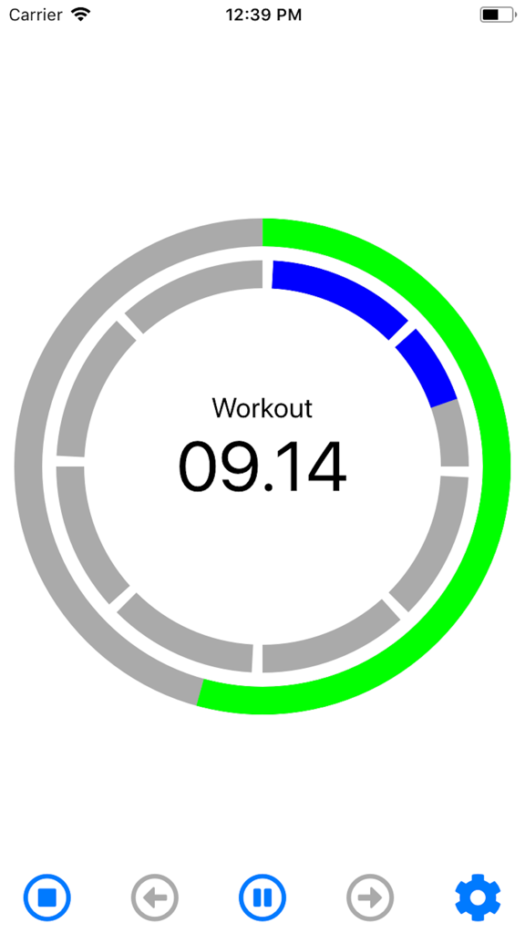 Tabata Timer - HIIT - Tabata Timer app interface showing a workout countdown with circular progress rings and playback controls
