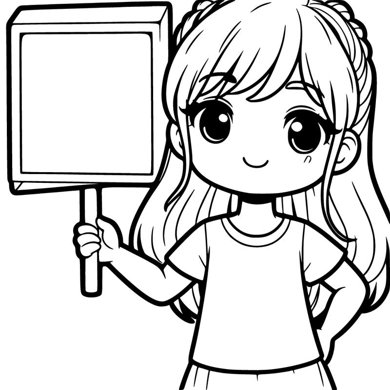 girl holding empty sign