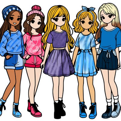 a group of five girls