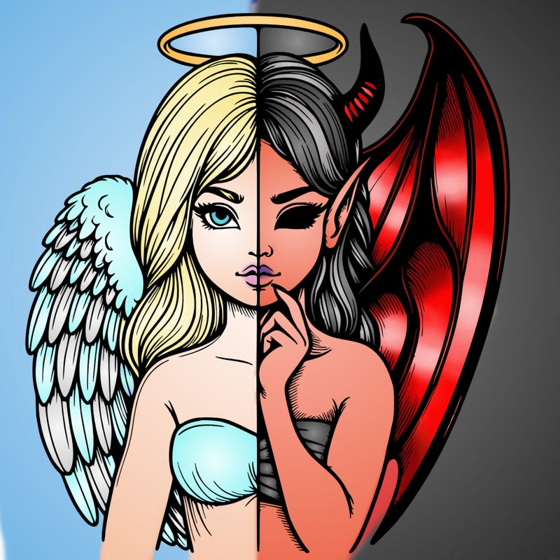 realistic angel half demon