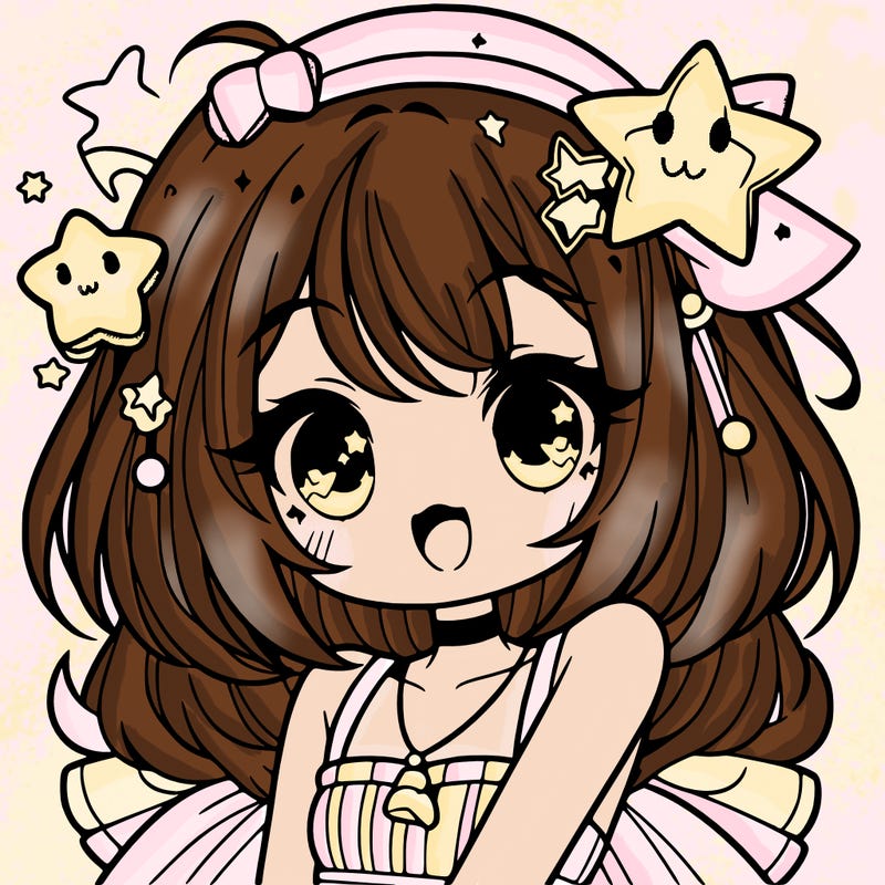 cute anime girl with star accessories