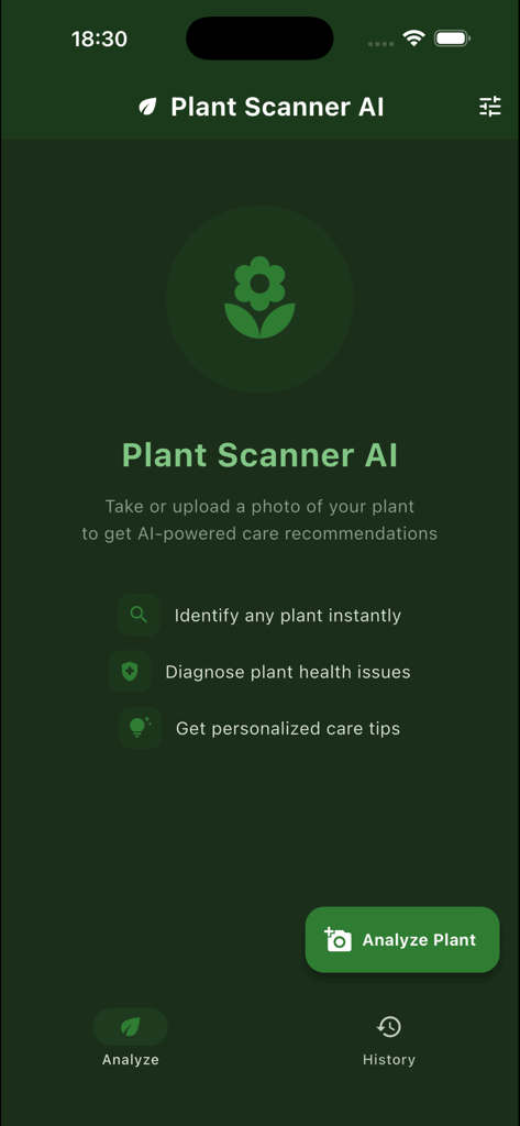 Plantia – AI Plant Identifier - Plantia AI Plant Identifier app interface showing scanning and care features