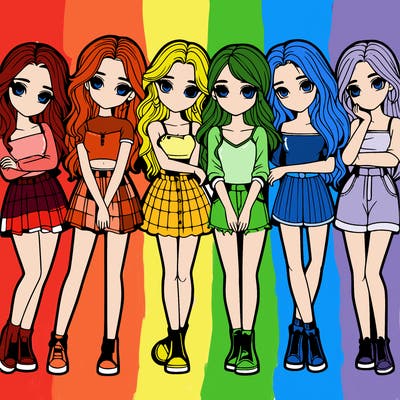 a group of girls realistic