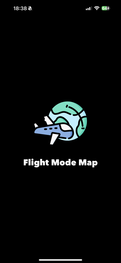 Flight Mode Map - Flight Mode Map app splash screen featuring an airplane and globe icon