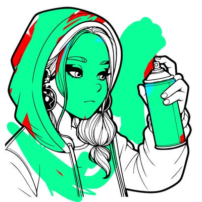 a realistic girl, spray painting