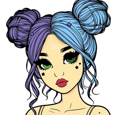 realistic girl with space buns
