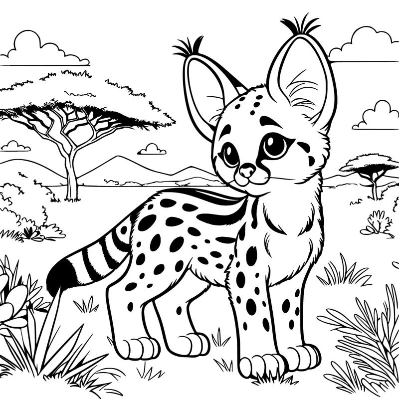 serval in a savanna