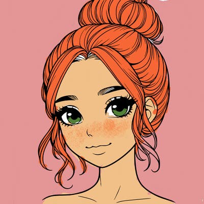 realistic pretty girl with hair in bun