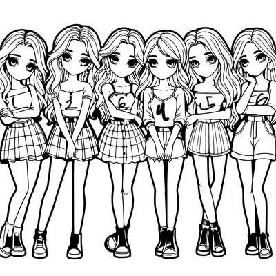 a group of girls realistic