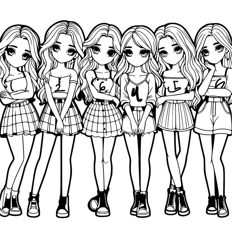 a group of girls realistic