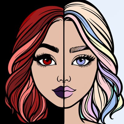 realistic girl split half