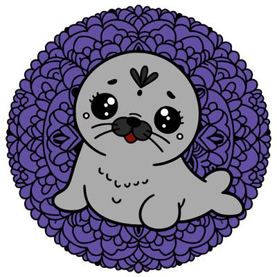 a cute baby seal mandala