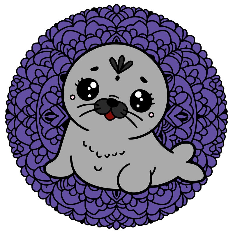 a cute baby seal mandala