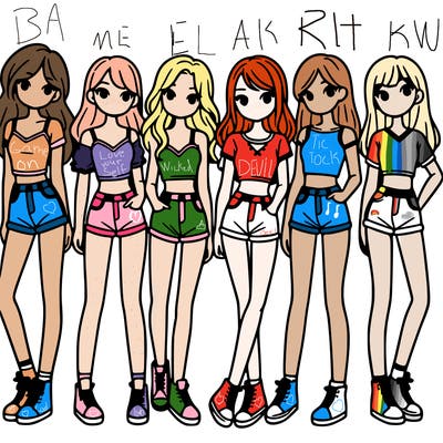 a group of girls wearing crop tops and shorts