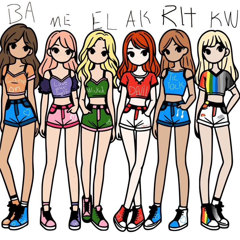 a group of girls wearing crop tops and shorts