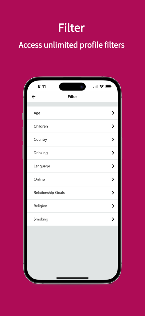 Africa Love Match app interface showing search filters for age country language and religion