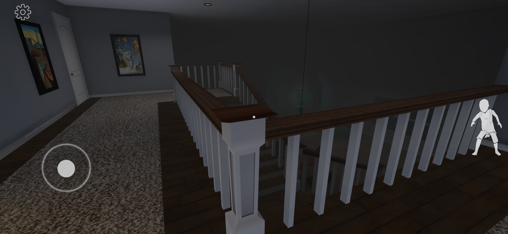 Nightmare Gate: Horror Game - Dark hallway and staircase gameplay scene in Nightmare Gate Horror Game