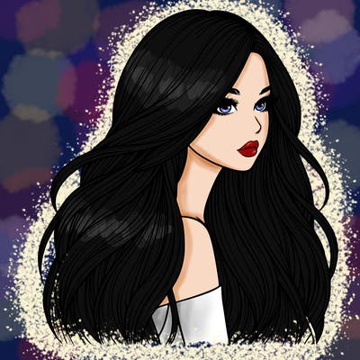 realistic girl with long realistic hair