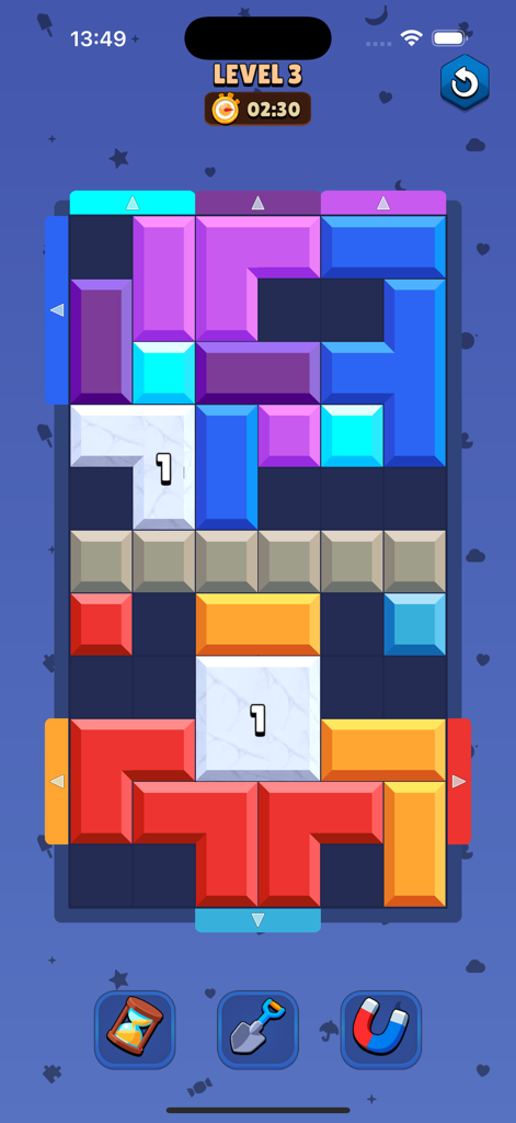 Color Block Jam Games - Jugabilidad del puzzle Color Block Jam con formas coloridas en una cuadrícula