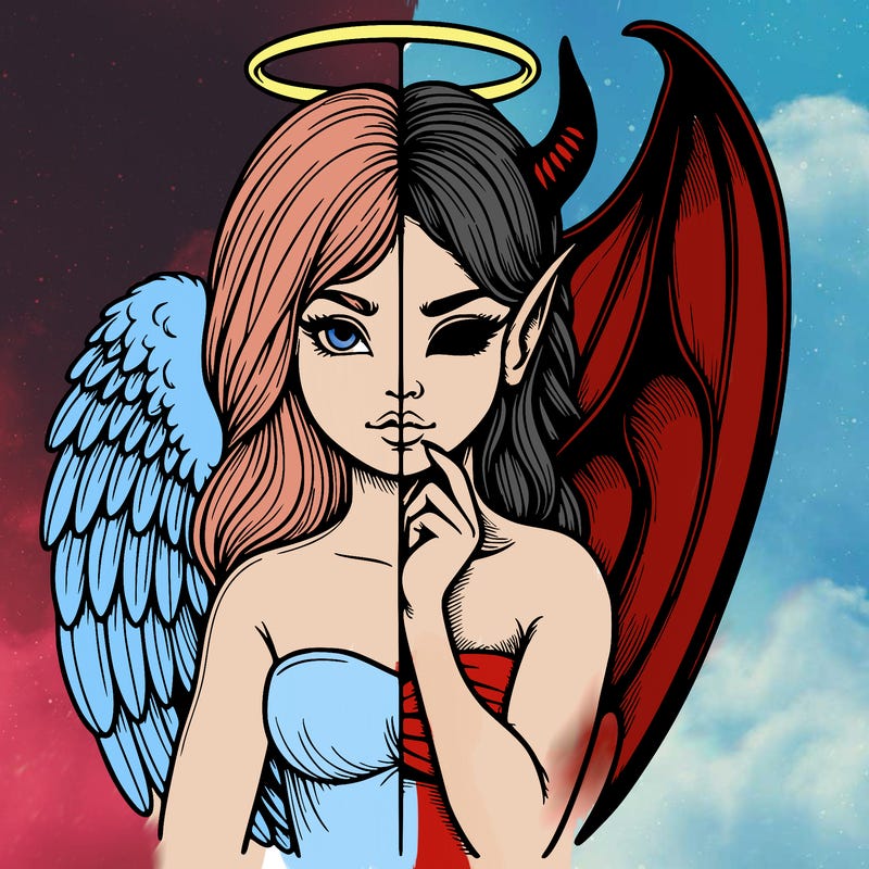 realistic angel half demon