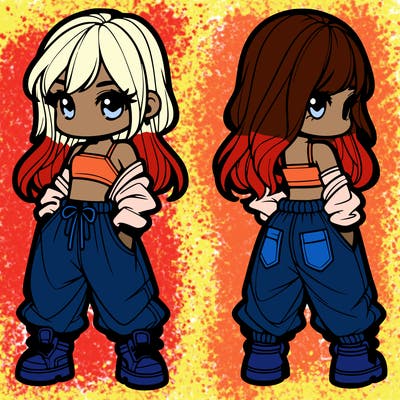 girl in crop top and baggy pants