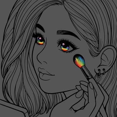 a realistic girl doing her makeup