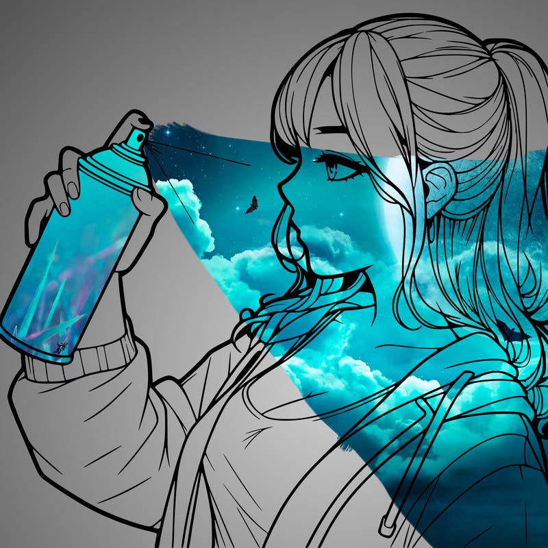 a realistic girl spray, painting