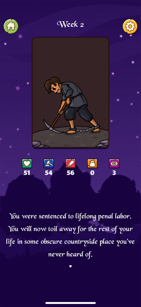 The Reeve - A game over screen in The Reeve showing a character in shackles performing forced labor after failing to manage resources