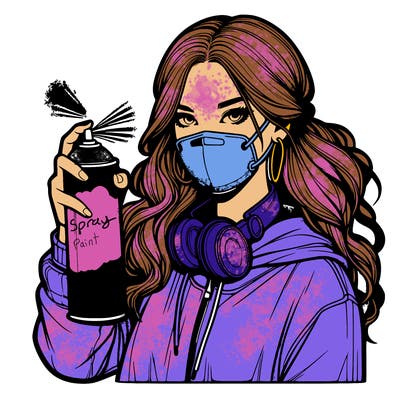 realistic girl spray painting