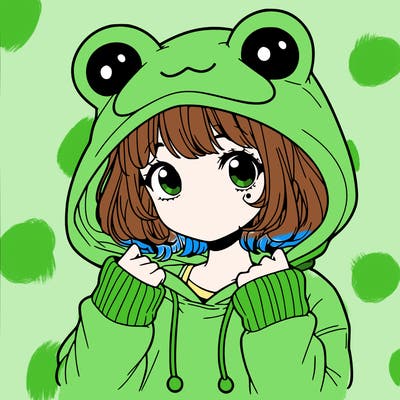 a cute teenage girl wearing a frog hoodie