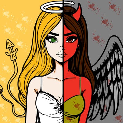 devil vs angel realistic girl